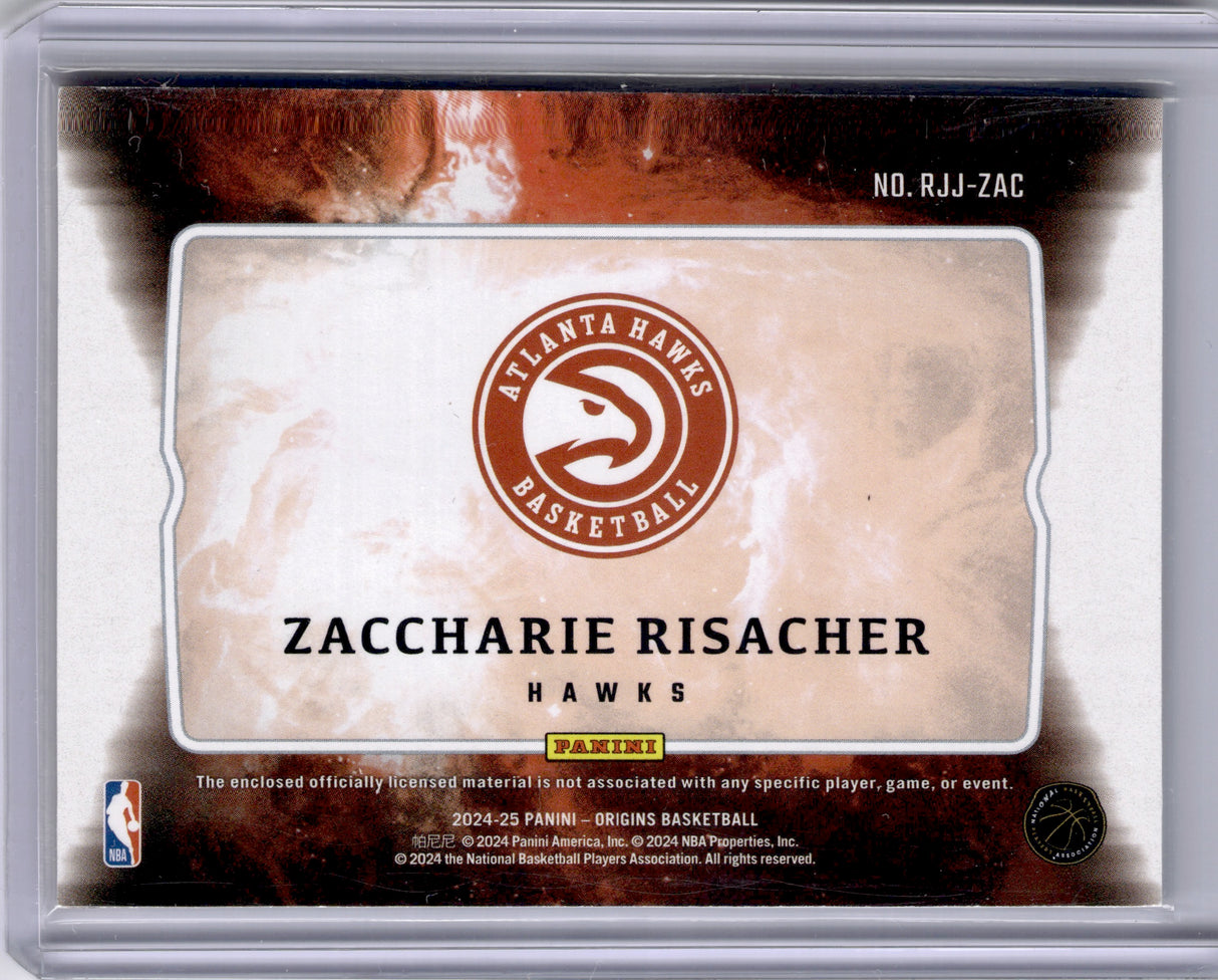 Zacharie Risacher 2024-25 Origins Rookie RC /49 Jumbo Jersey Patch Hawks