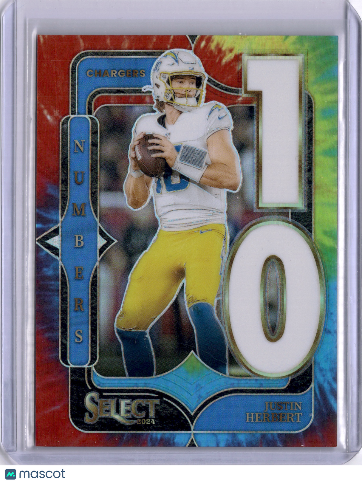 Justin Herbert 2025 Panini Select Numbers Tie-Dye /25 Chargers