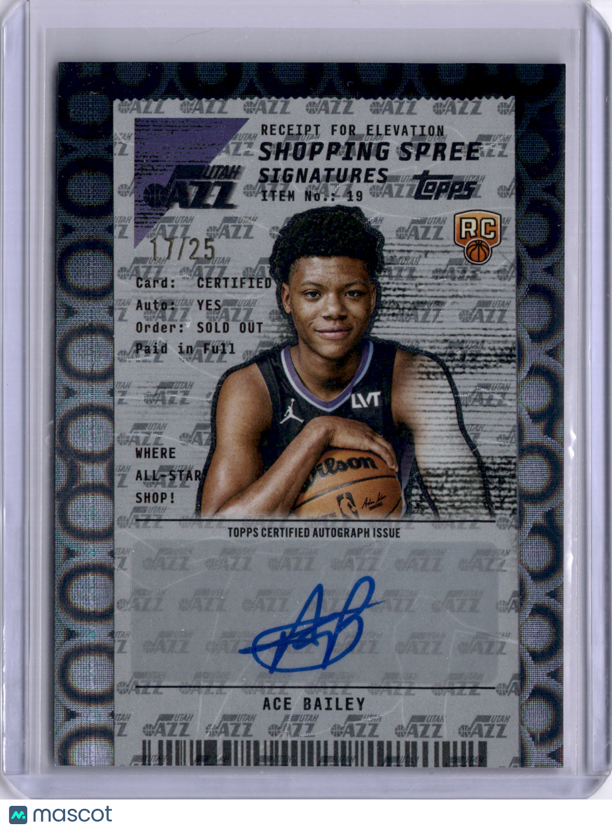 Ace Bailey 2025-26 Topps Rookie Shopping Spree Signatures Cart Load RC 17/25