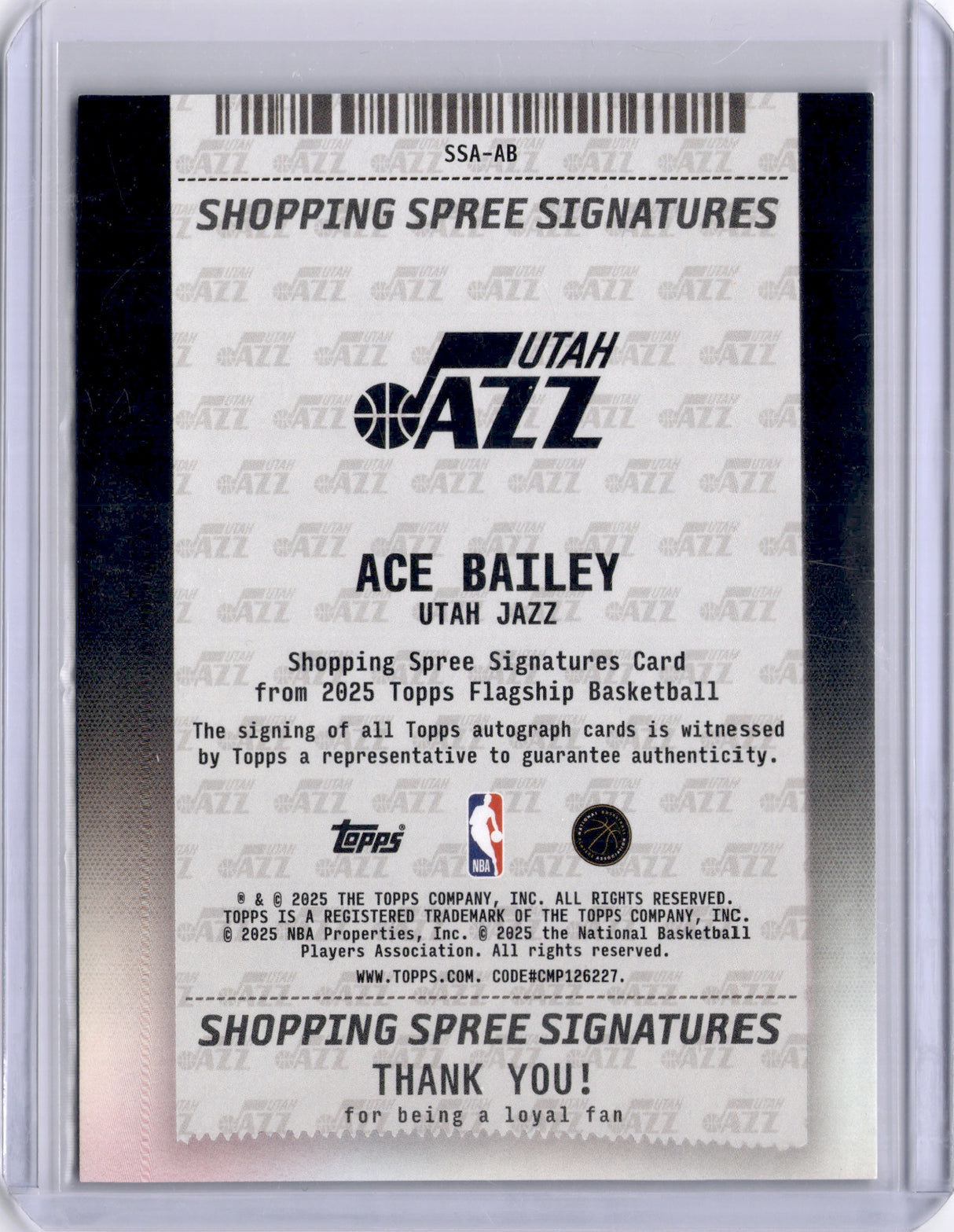 Ace Bailey 2025-26 Topps Rookie Shopping Spree Signatures Cart Load RC 17/25