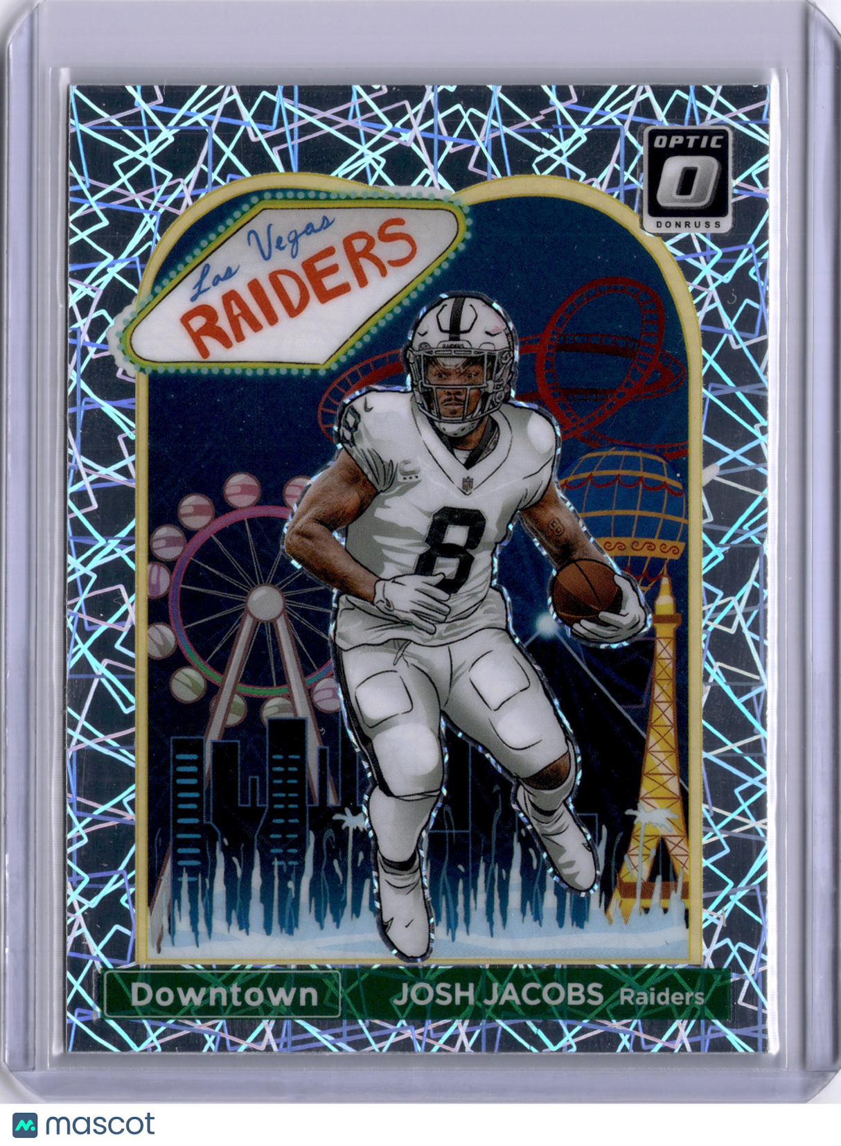 Josh Jacobs 2023 Panini Donruss Optic Downtown SP Case Hit Raiders Packers