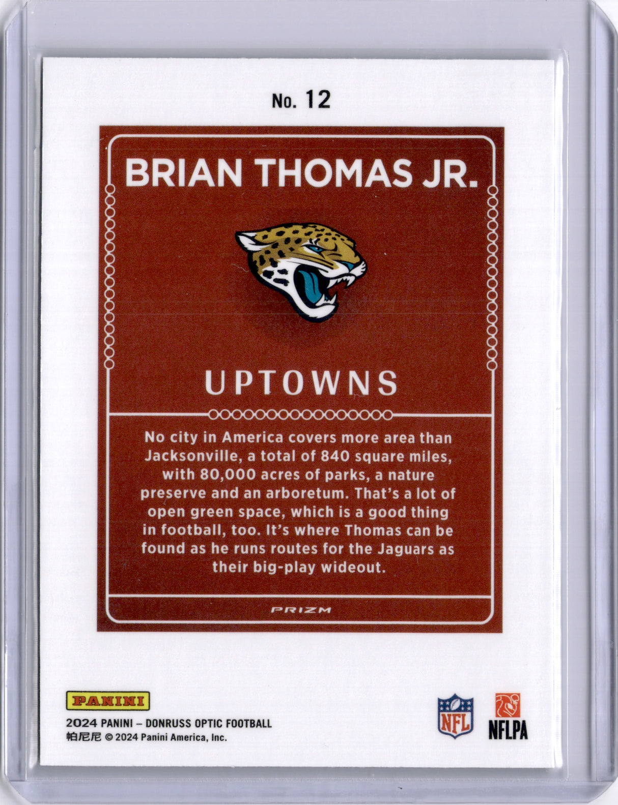 Brian Thomas Jr 2024 Panini Donruss Optic Uptowns Rookie RC Jaguars