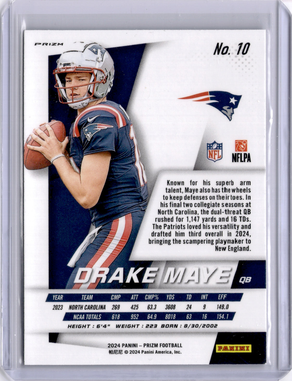 Drake Maye 2024 Panini Prizm Flashback Silver Rookie RC Insert Patriots