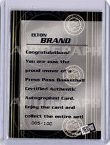 Elton Brand 1999 Press Pass Autographs /100 Duke Auto