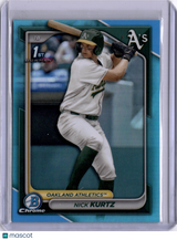 Nick Kurtz 2024 Bowman Draft Chrome Sky Blue Refractor ROY A's