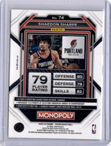 Shaedon Sharpe 2023 Panini Prizm Monopoly Black Icons Rookie RC