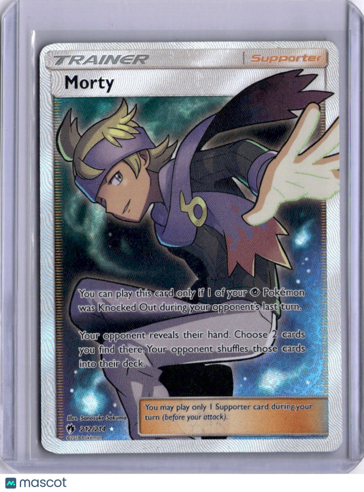 Morty 2018 Lost Thunder #212/214 Full Art Trainer Pokemon TCG