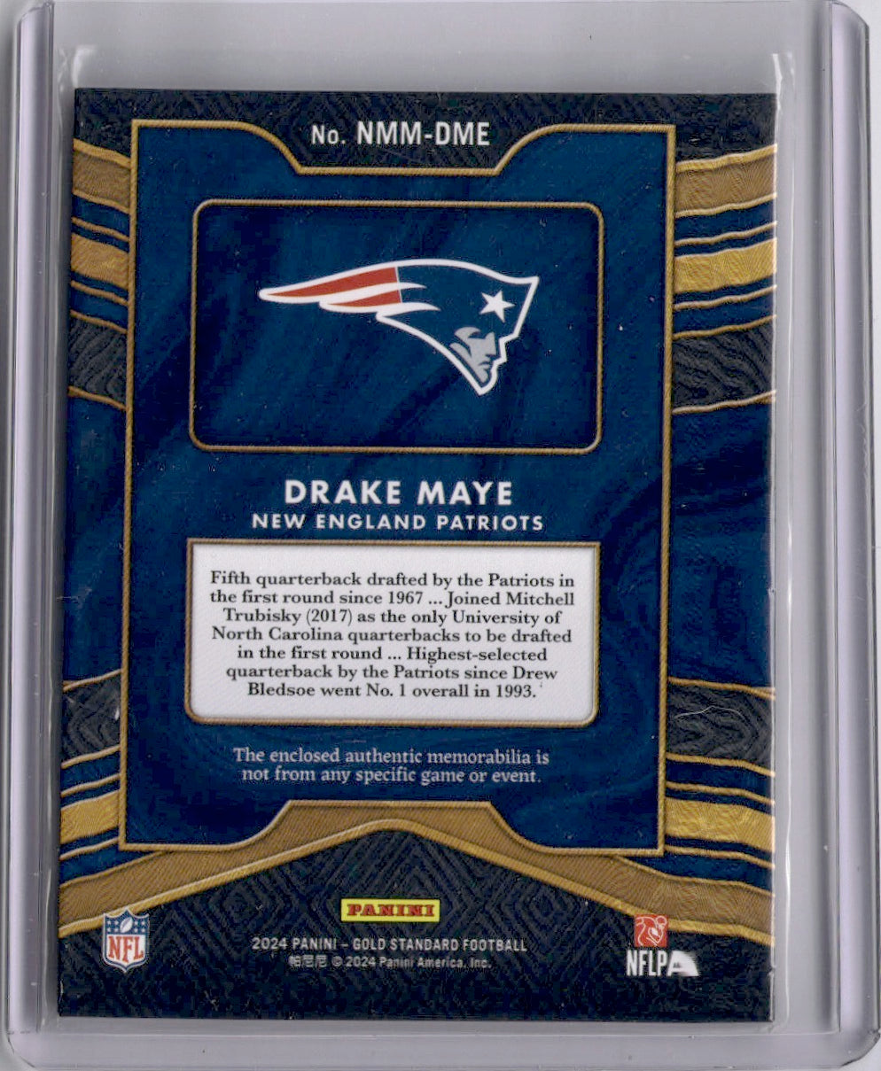 Drake Maye 2024 Gold Standard Newly Minted Jersey Patch RC Rookie /499 Patriot