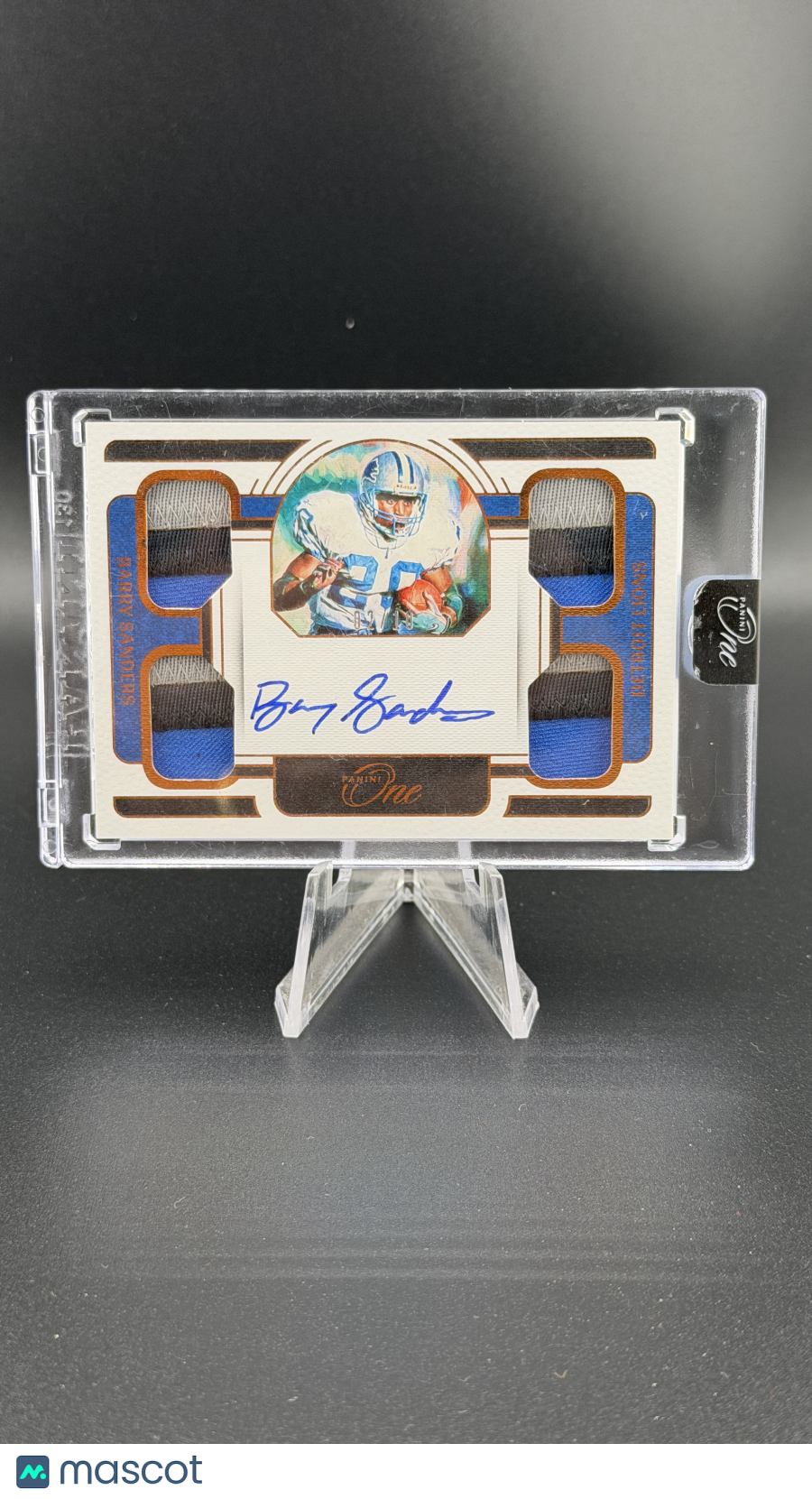 Barry Sanders 2023 Panini One Quad Patch Auto /10 3 Color Lions HOF