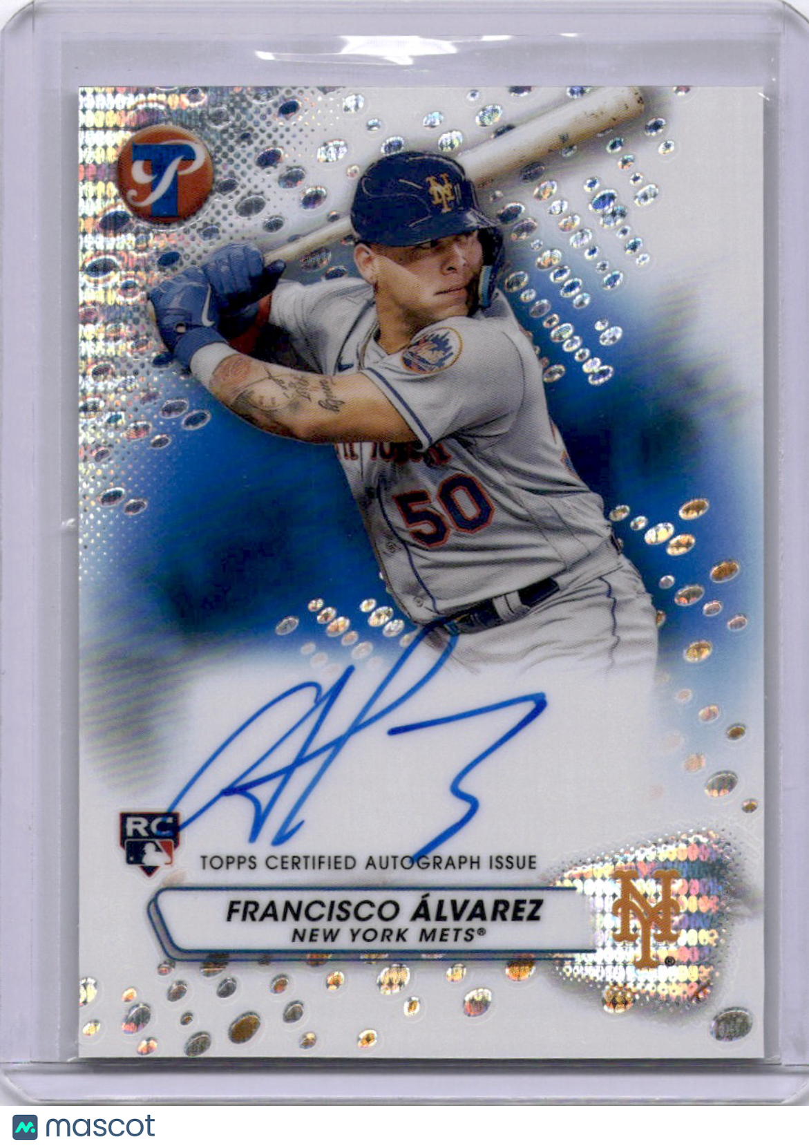 Francisco Álvarez 2023 Topps Pristine Blue Auto /75 Rookie RC Mets