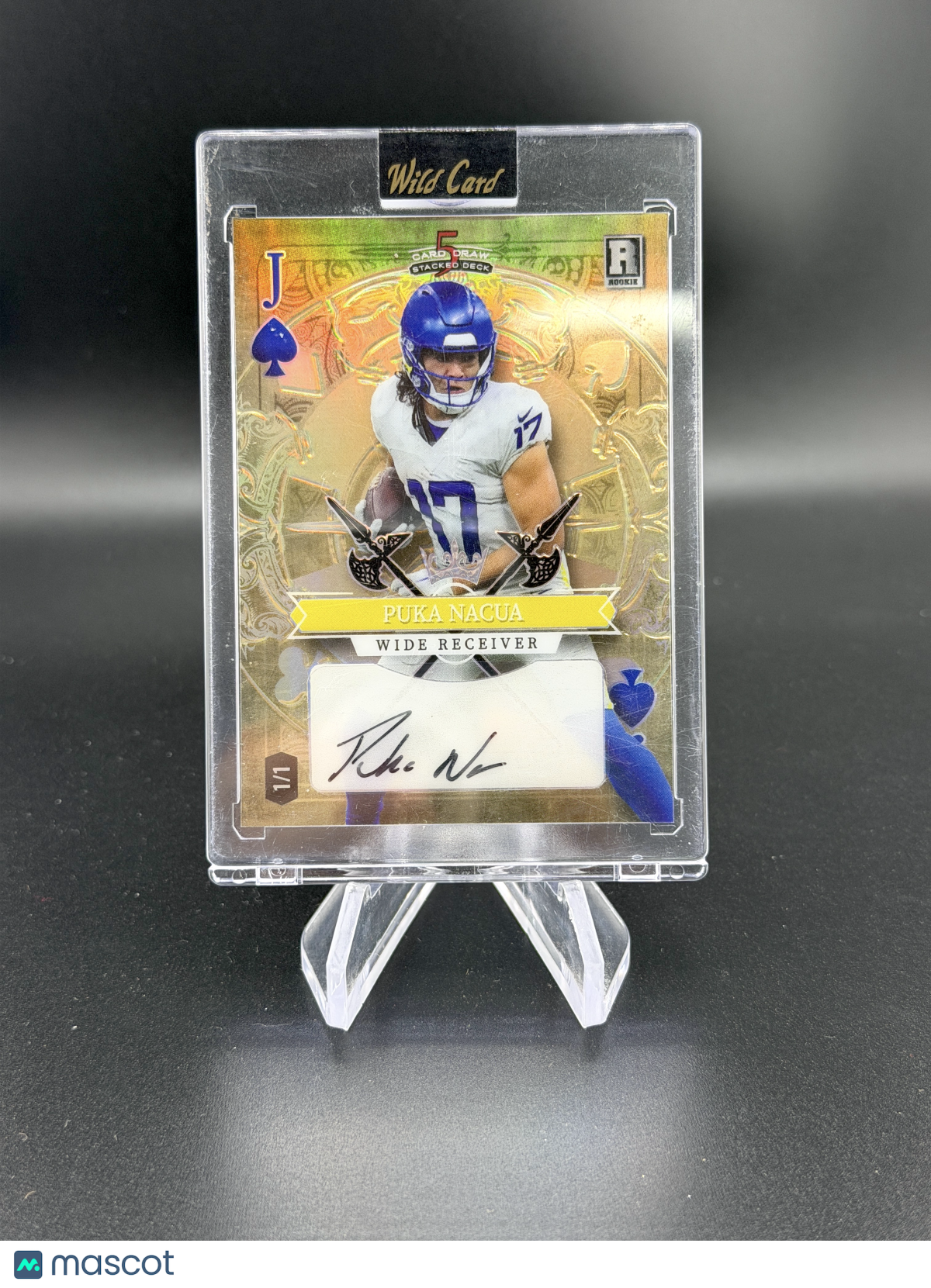 Puka Nacua 2023 Wild Card 5 Card Draw Stacked Deck Gold Jack of Spade 1/1
