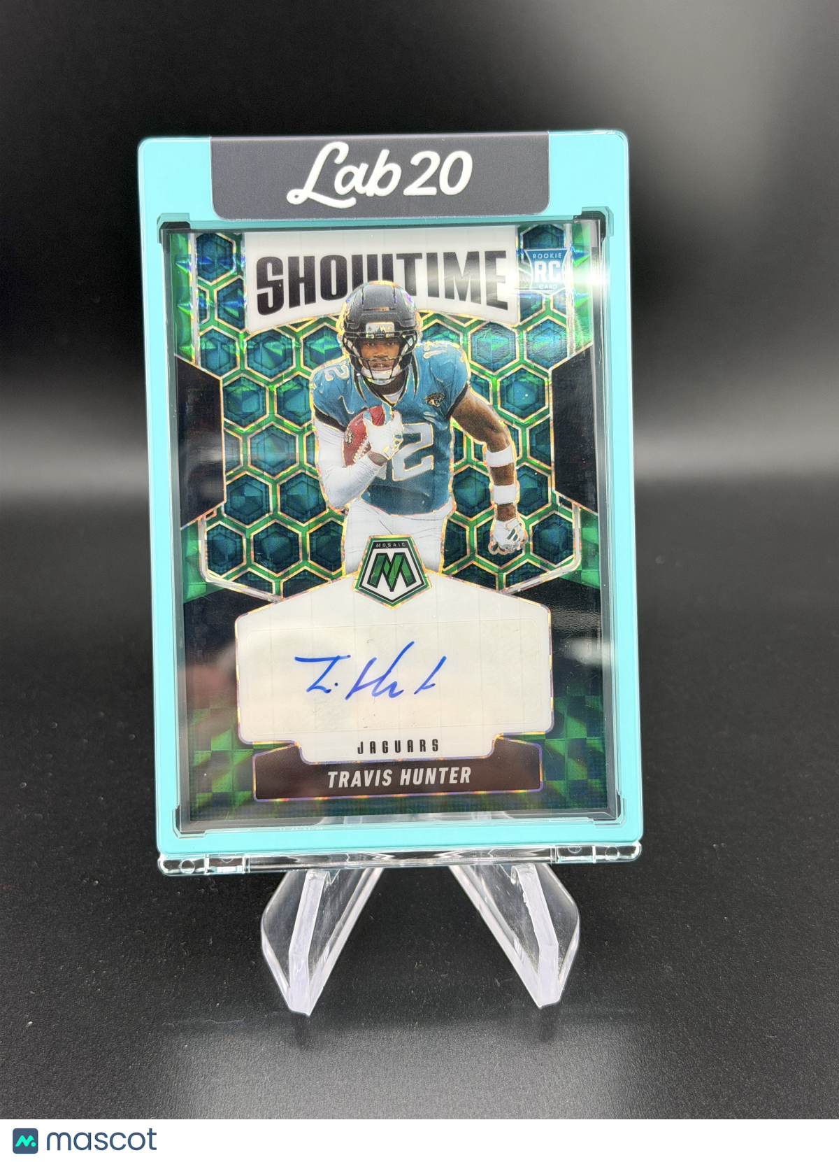 Travis Hunter 2025 Panini Mosaic Showtime Choice Green Black /25 Rookie RC Auto
