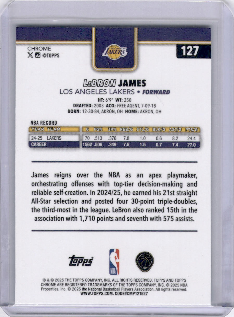 LeBron James 2025-26 Topps Chrome X-Fractor Lakers