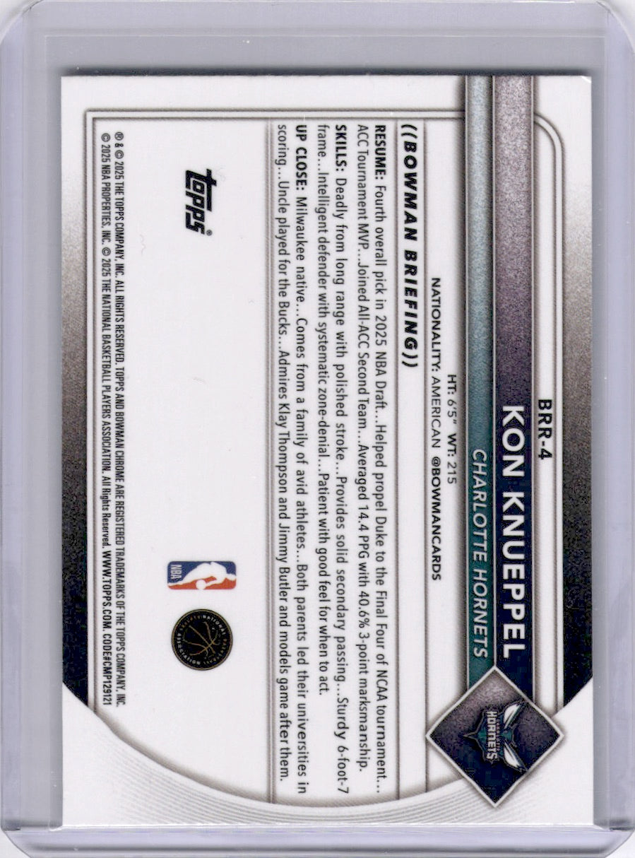 Kon Knueppel 2025 Bowman Chrome Red Logo Refractor Rookie RC Hornets