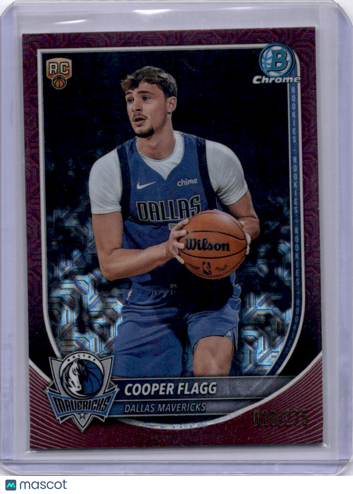 Cooper Flagg 2025-26 Bowman Chrome Purple Mojo /275 Rookie RC Mavs ROY