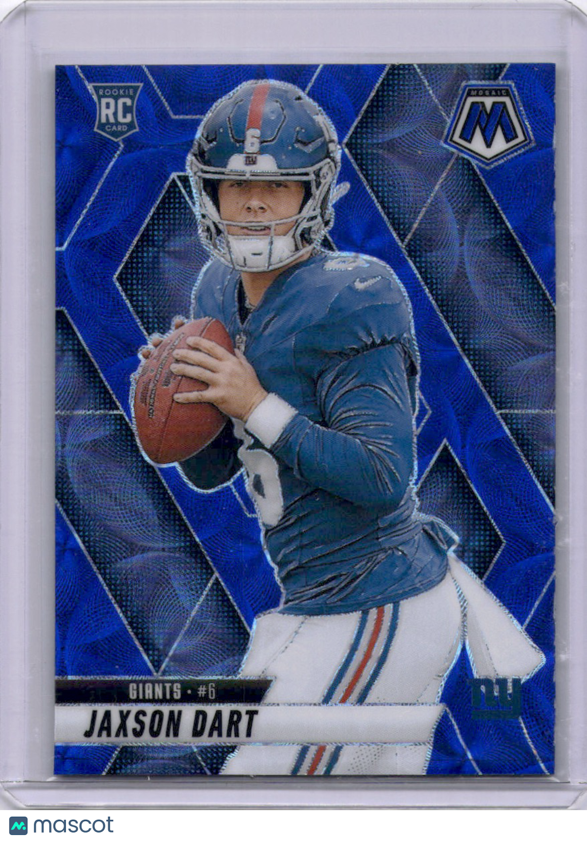 Jaxson Dart 2025 Panini Mosaic Blue Scope Rooke RC Giants