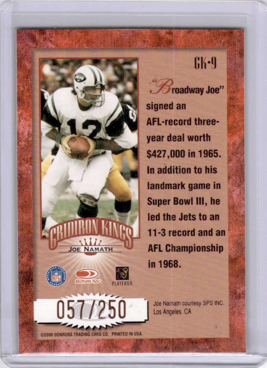 Joe Namath 2000 Donruss Studio Series Gridiron Kings Auto /250 Jets HOF