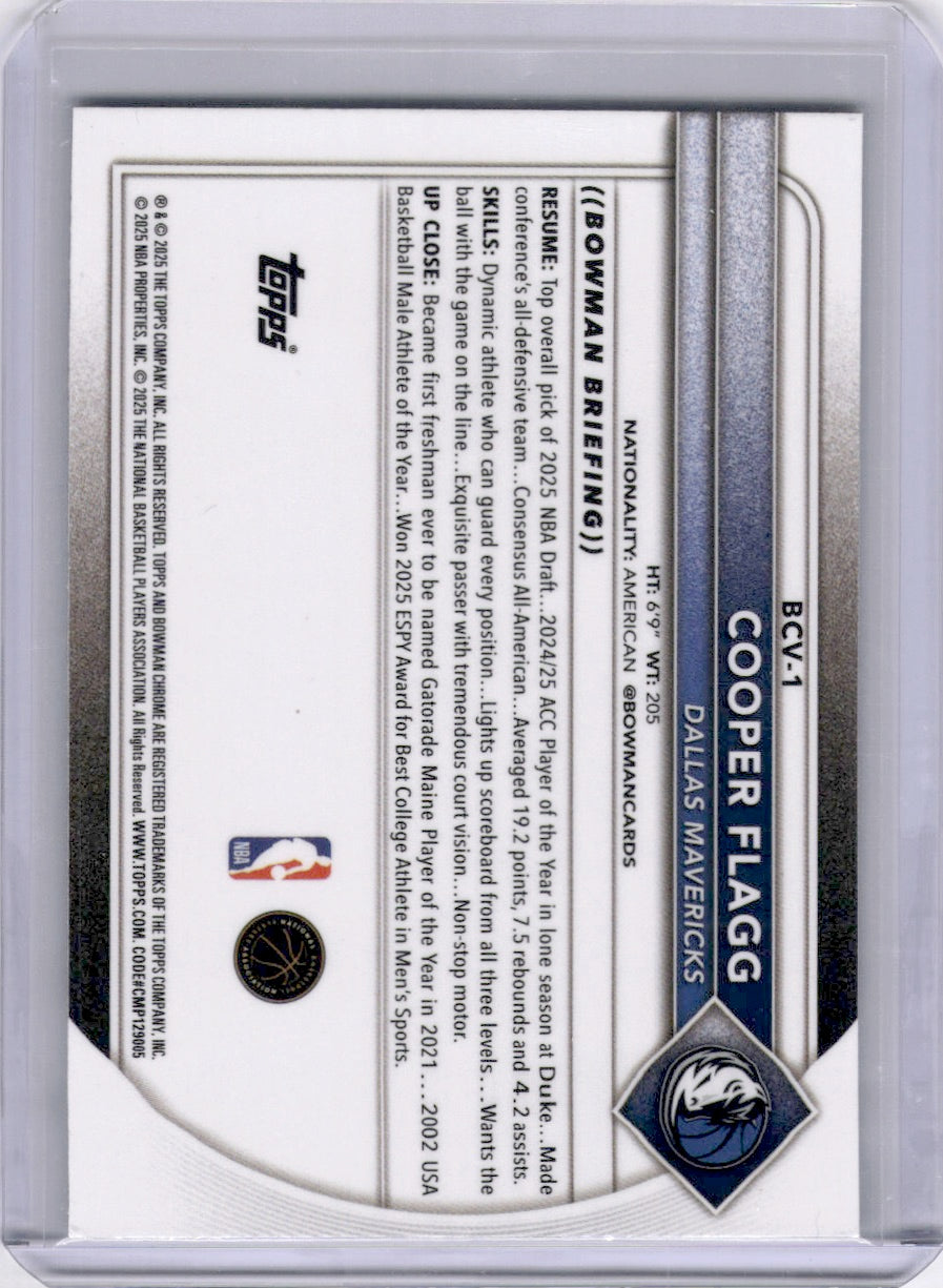 Cooper Flagg 2025-26 Bowman Chrome Mojo Mega Prizm Rookie RC Mavs