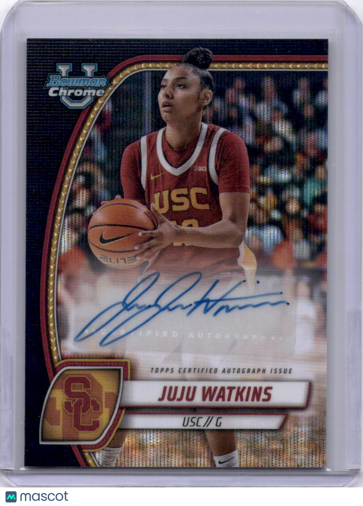 JuJu Watkins 2024 Topps Bowman Chrome U Black Wave Auto USC