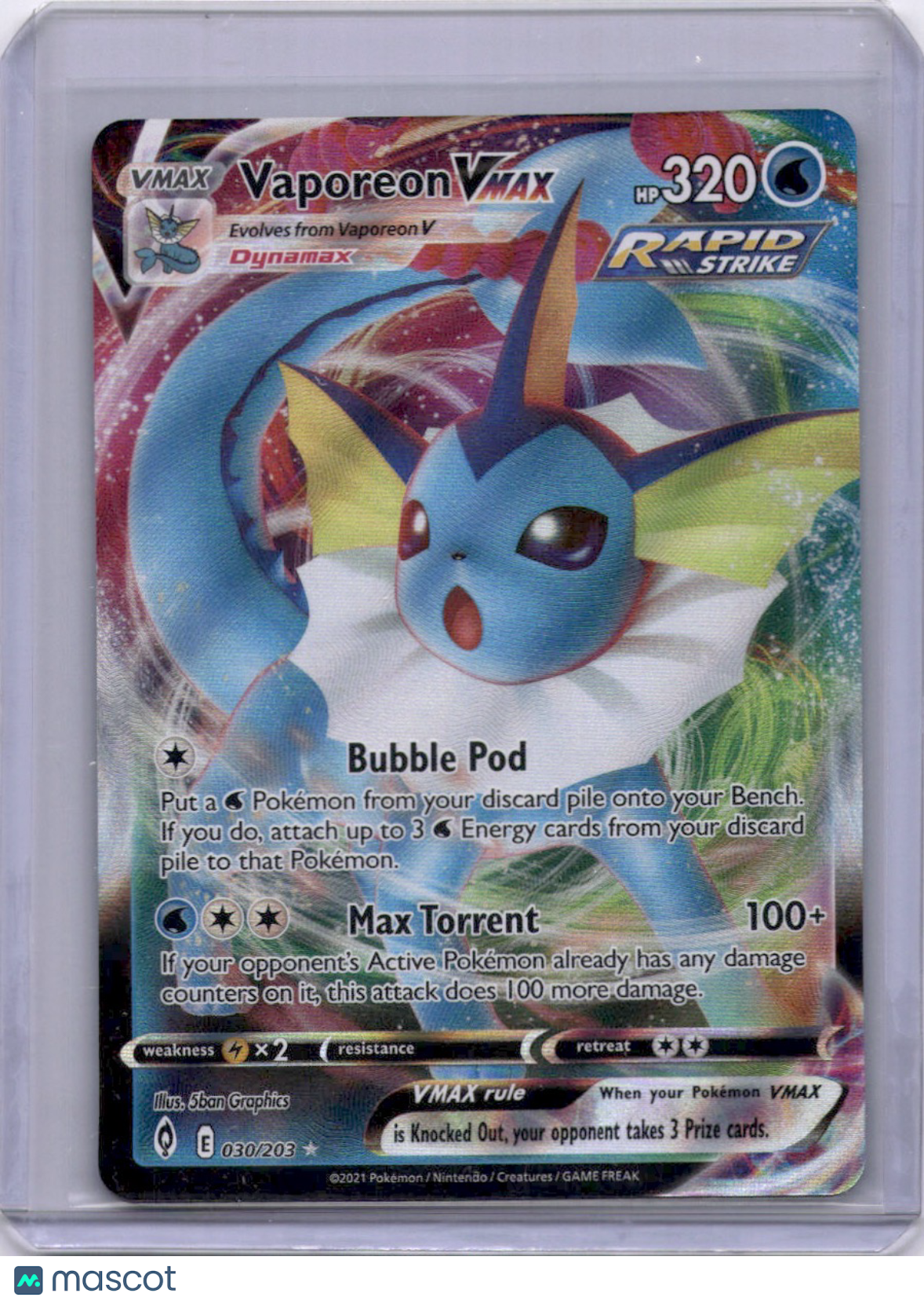 Vaporeon VMAX 2021 Evolving Skies 30/203 Full Art Pokemon TCG