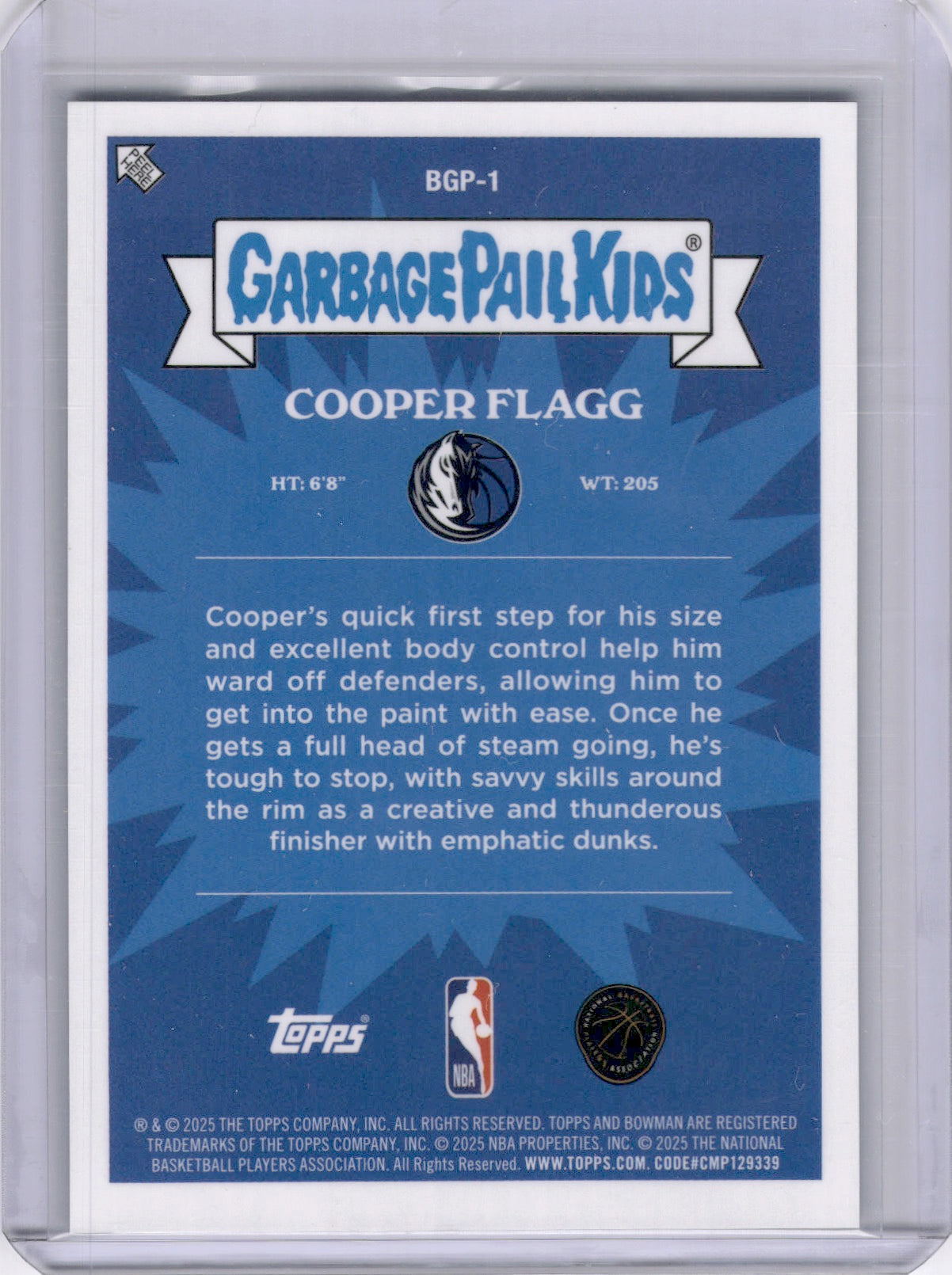 Cooper Flagg 2025-26 Bowman Garbage Pail Kids Rookie RC Case Hit SSP