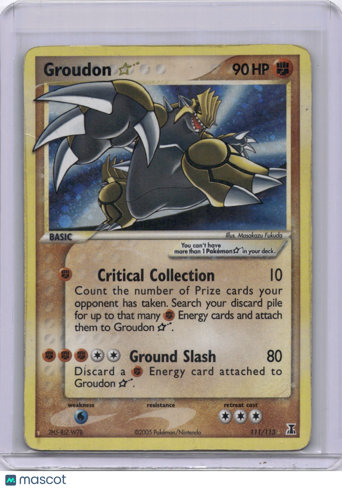 Groudon Gold Star 2005 EX Delta Species 111/113 Pokemon TCG (see photos)