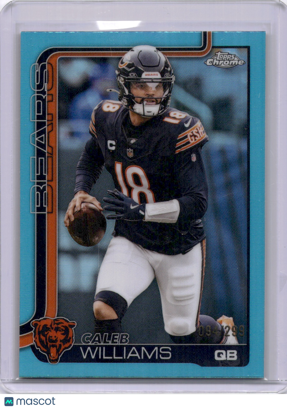 Caleb Williams 2025 Topps Chrome Teal /299 Bears