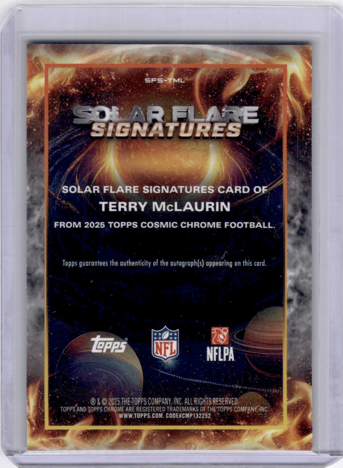 Terry McLaurin 2025 Topps Cosmic Chrome Solar Flare Signatures /99 Auto
