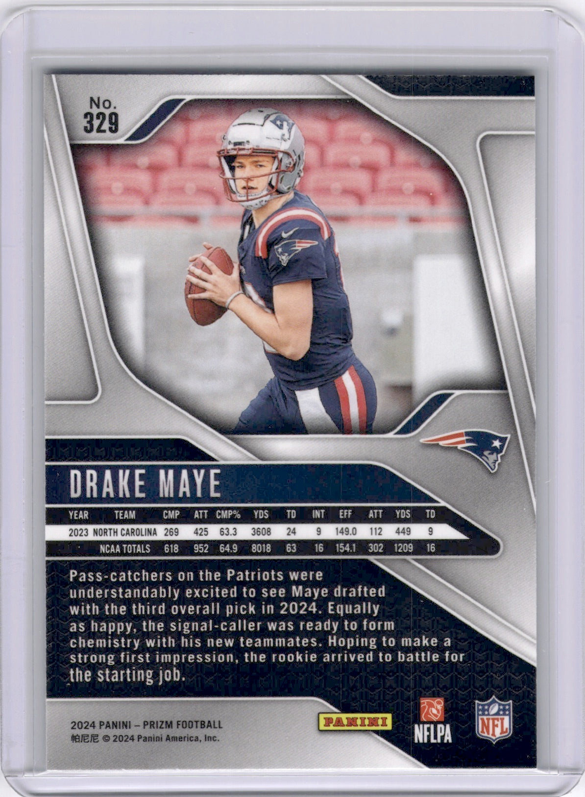 Drake Maye 2024 Panini Prizm Rookie RC Patriots