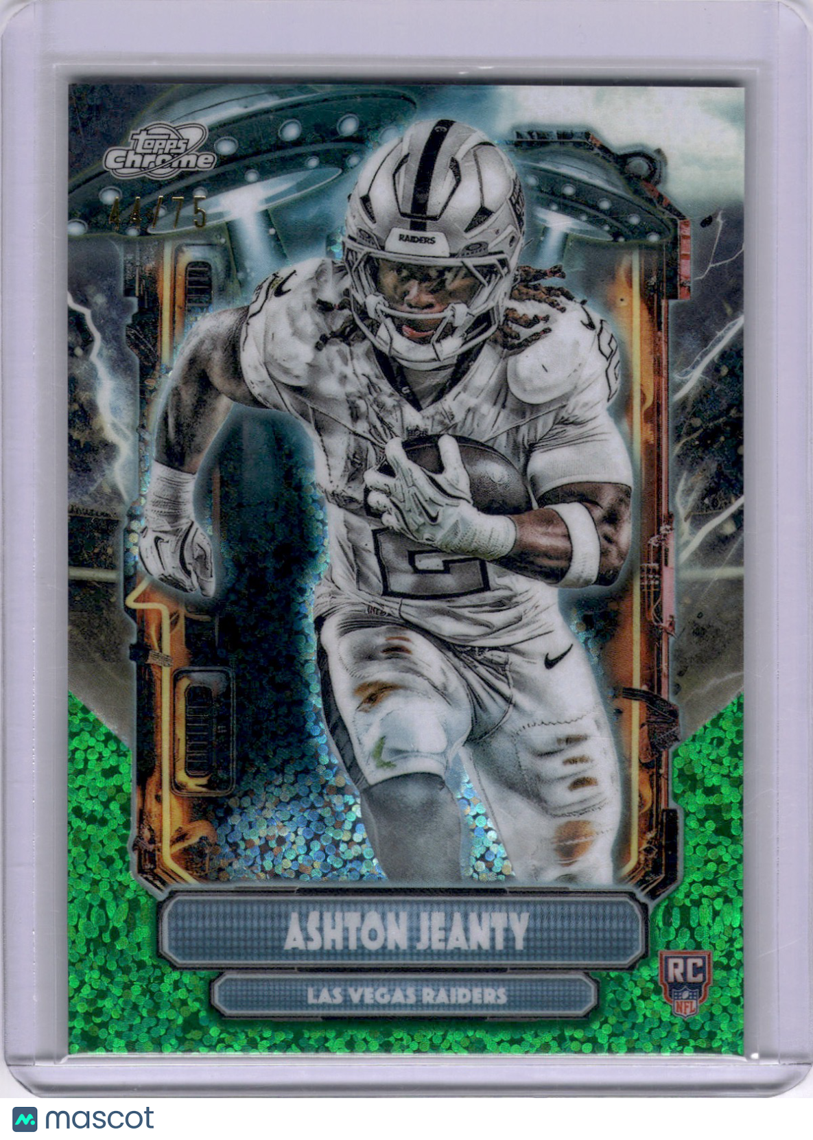 Ashton Jeanty 2025 Topps Cosmic Chrome Green Space Dust /75 Rookie RC Raiders