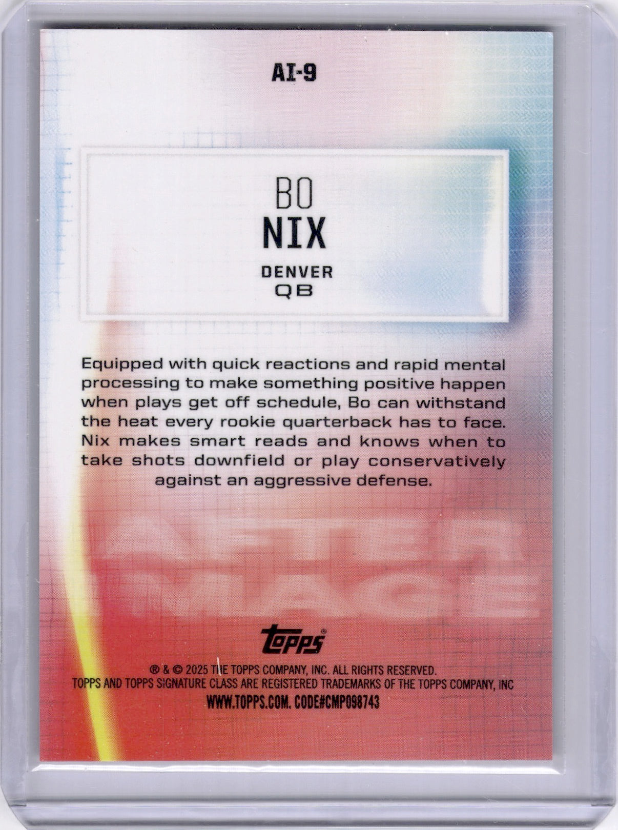 Bo Nix 2024 Topps Signature Class After Image Red Rookie RC /25 Broncos