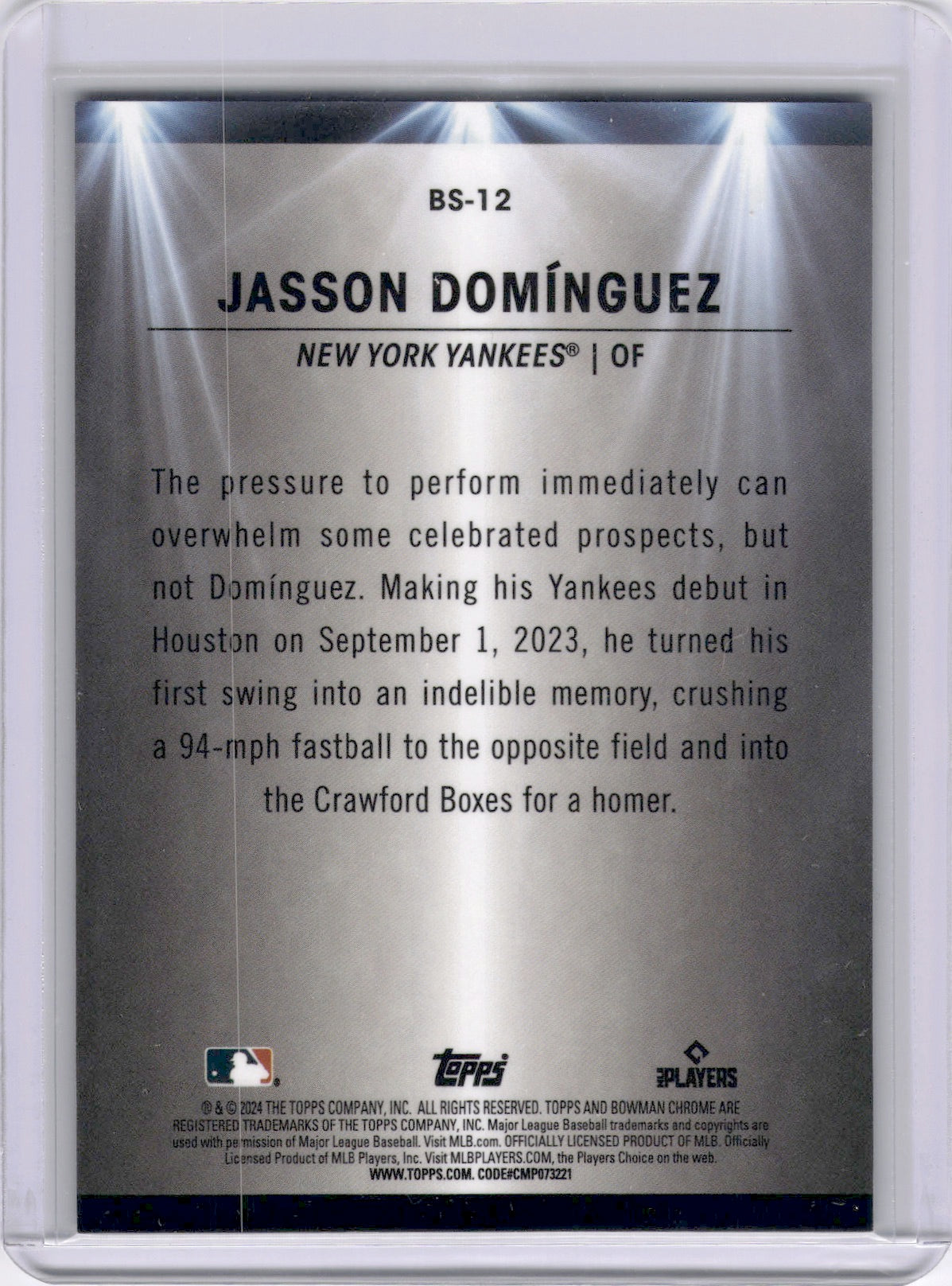 Jasson Dominguez 2024 Bowman Chrome Spotlight Rookie RC /150 RC Yankees