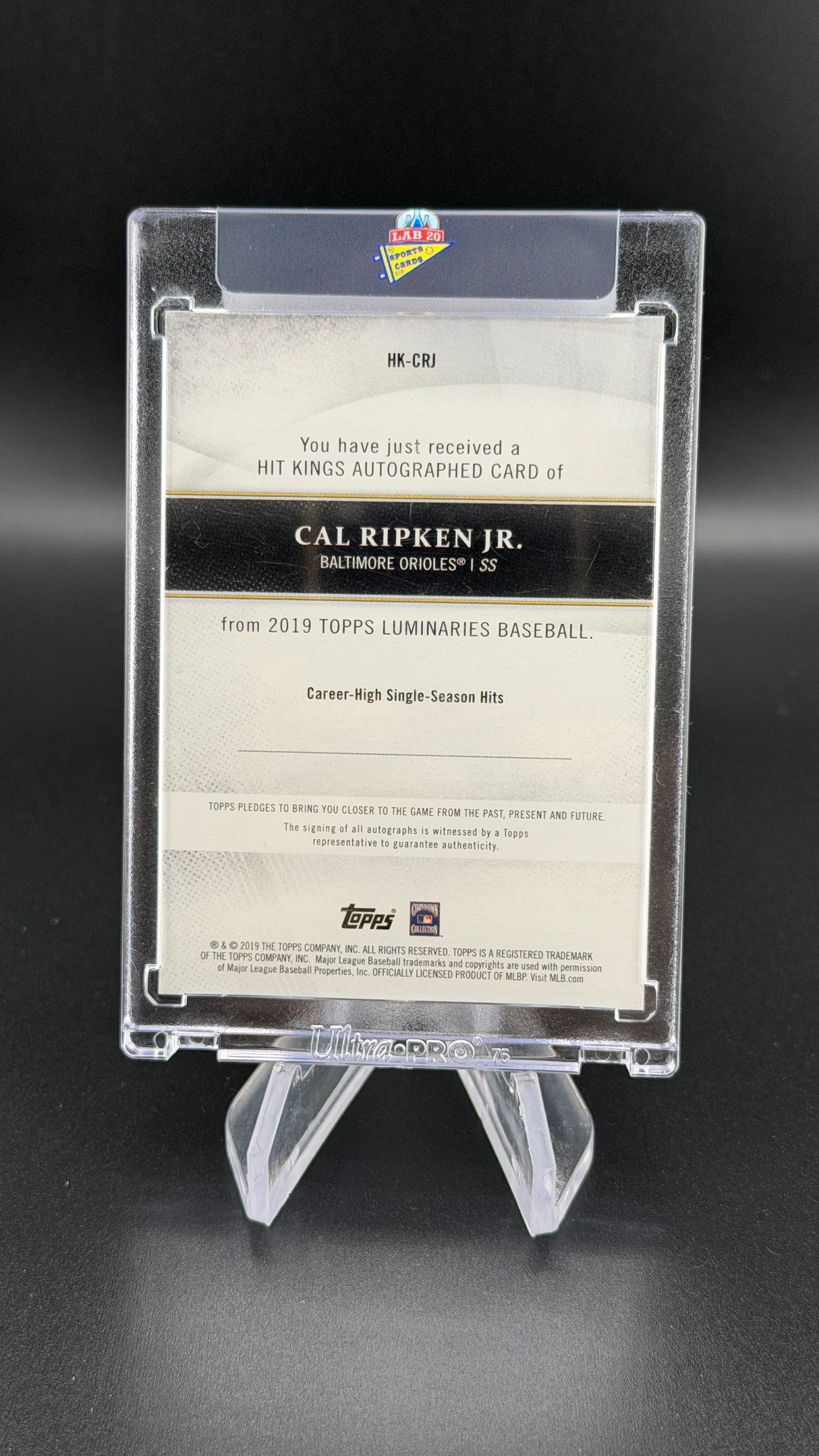 Cal Ripken Jr 2019 Topps Luminaries Hit Kings Auto /15 Orioles HOF