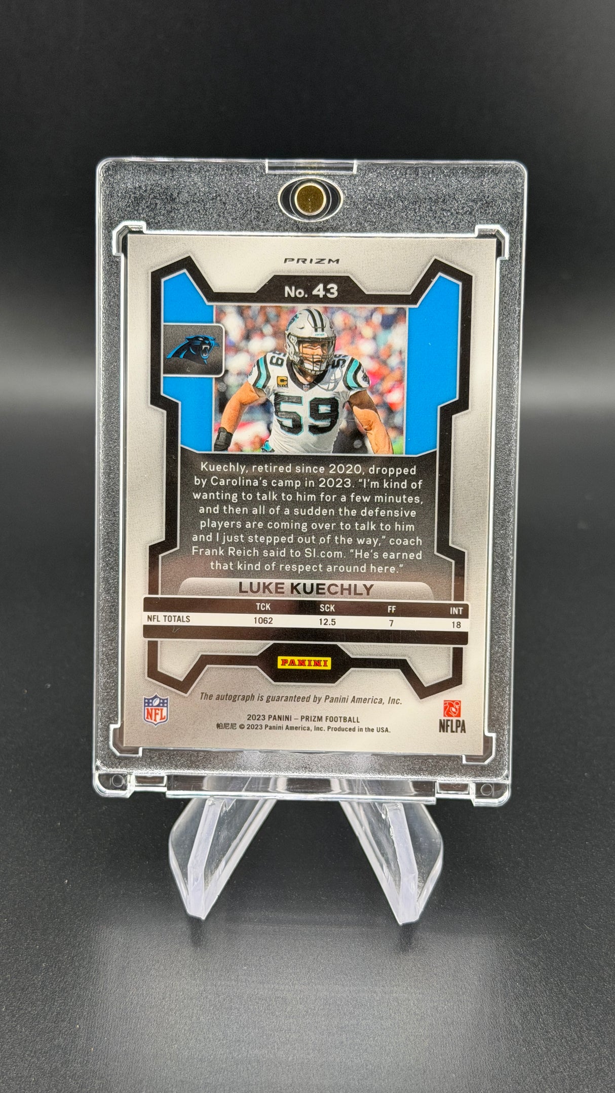 Luke Kuechly 2023 Panini Prizm Silver Auto Panthers HOF