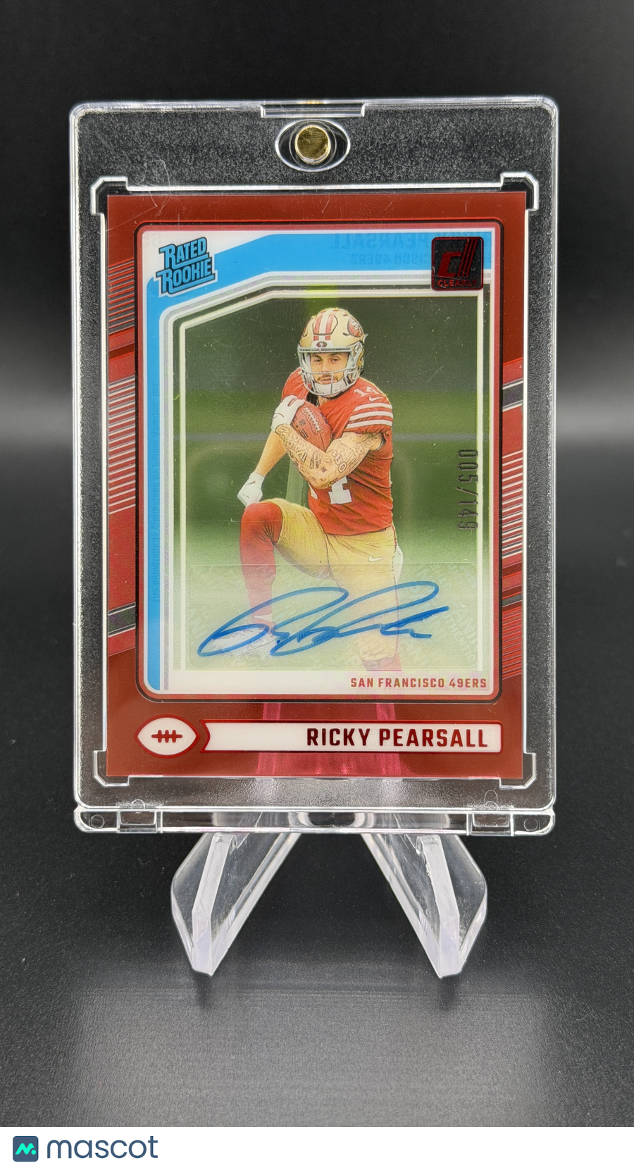 Ricky Pearsall 2025 Panini Donruss Rated Rookie Red Auto /149 RC 49ers