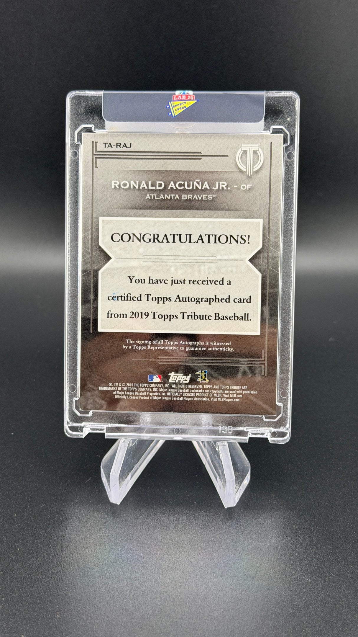 Ronald Acuna Jr 2019 Topps Tribute Orange Auto /25 Braves
