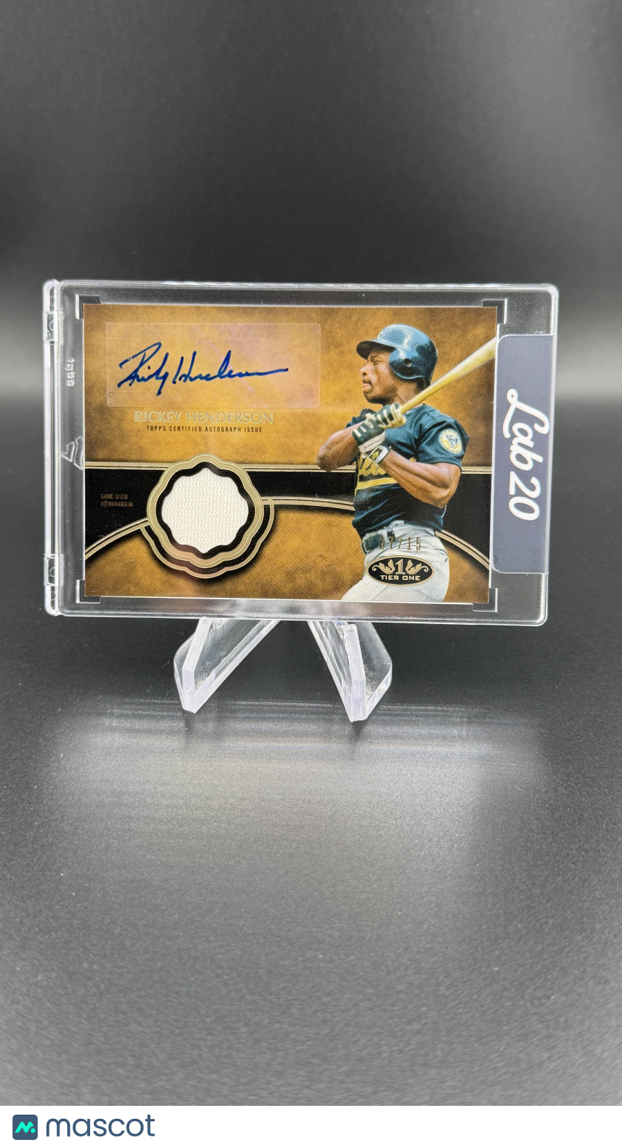 Rickey Henderson 2019 Topps Tier One Patch Auto /15 A's HOF