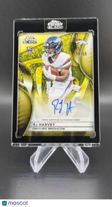 RJ Harvey 2025 Topps Chrome Black Gold Mini Diamonds Auto /50 RC Rookie Broncos