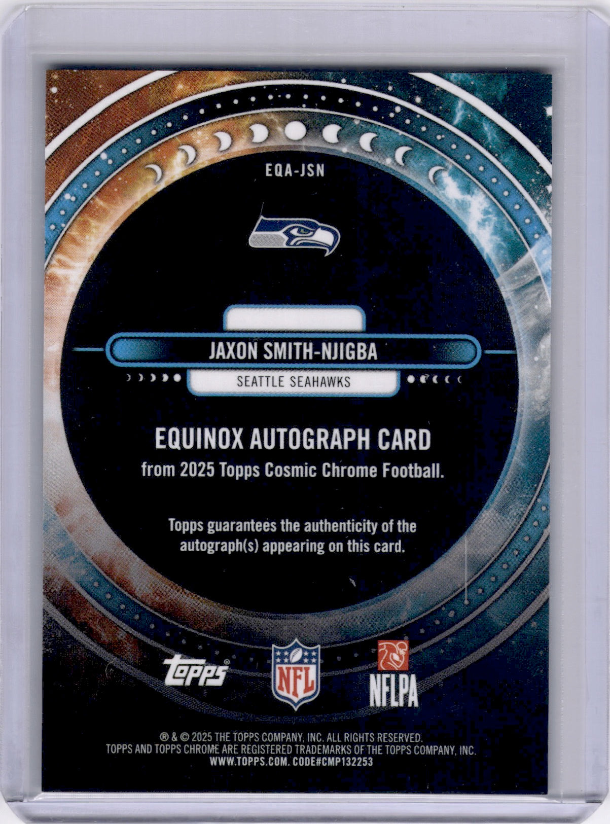 Jaxon Smith-Njigba 2025 Topps Cosmic Chrome Equinox Auto 24/99 Seahawks