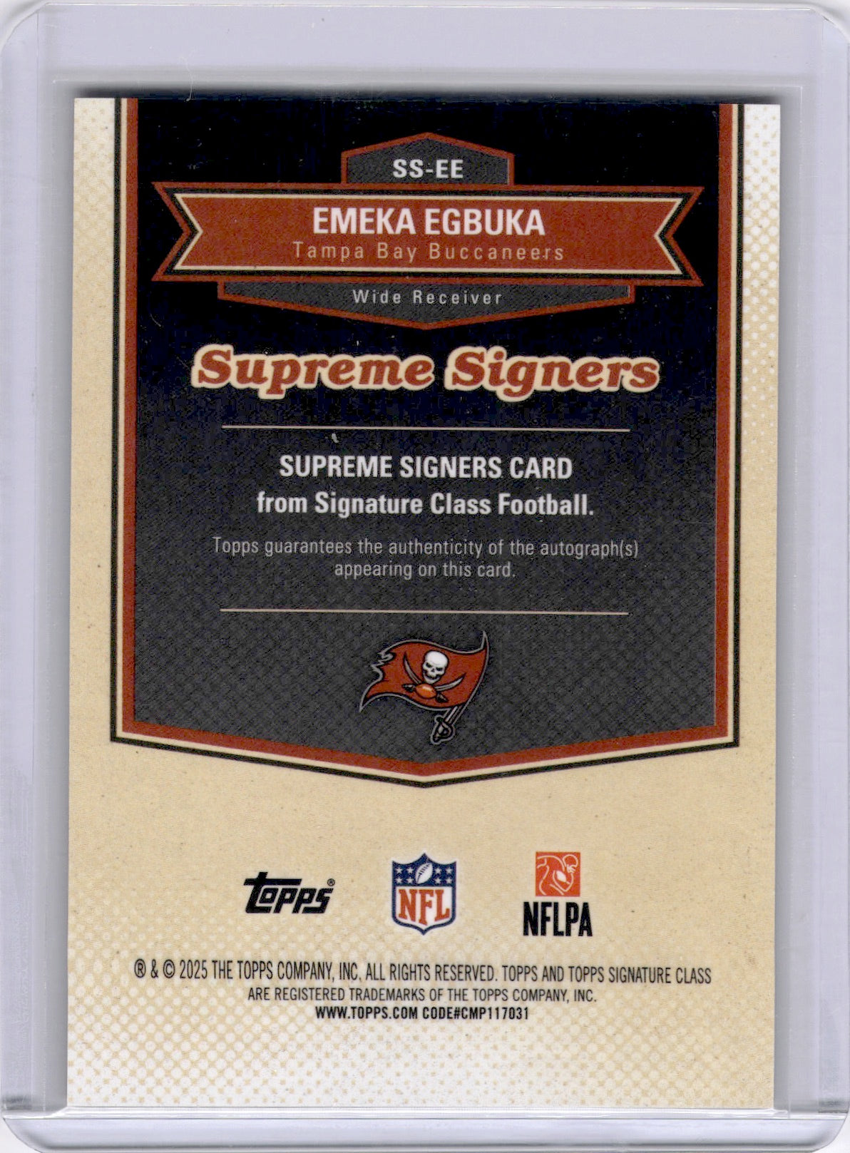 Emeka Egbuka 2025 Topps Signature Class Supreme Signers Red /25 Auto Bucs