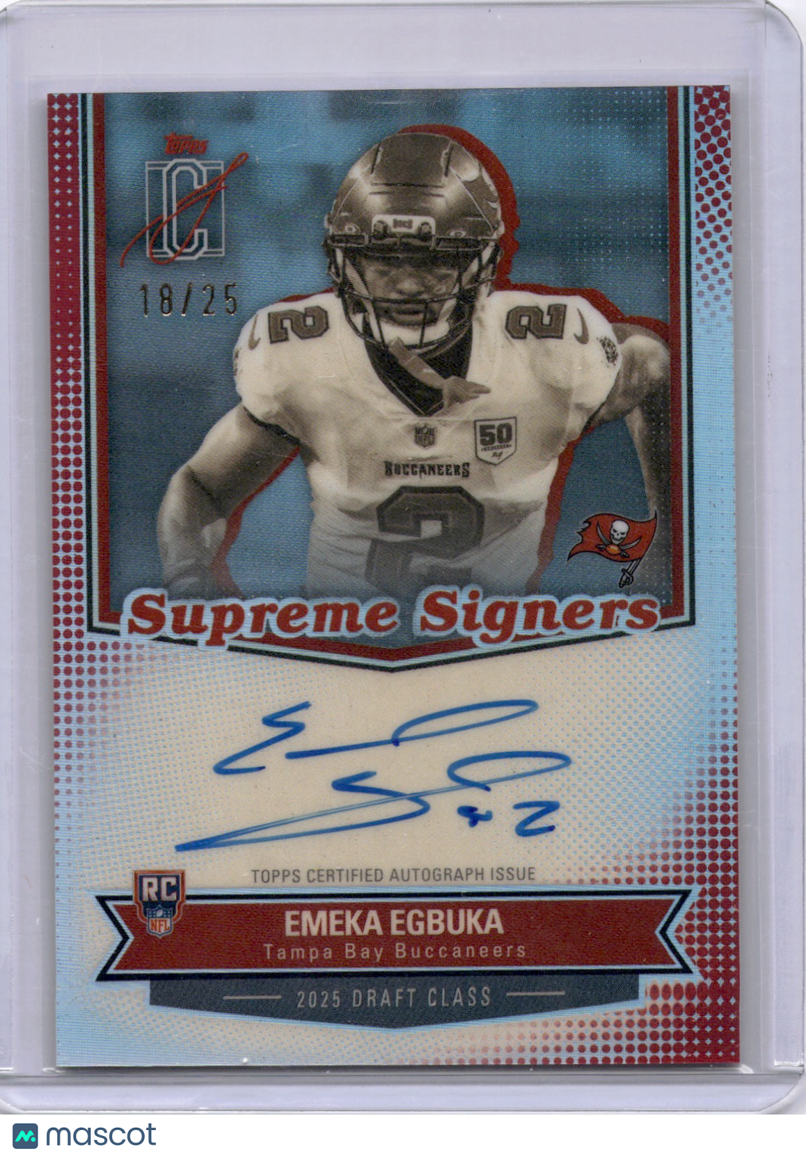 Emeka Egbuka 2025 Topps Signature Class Supreme Signers Red /25 Auto Bucs
