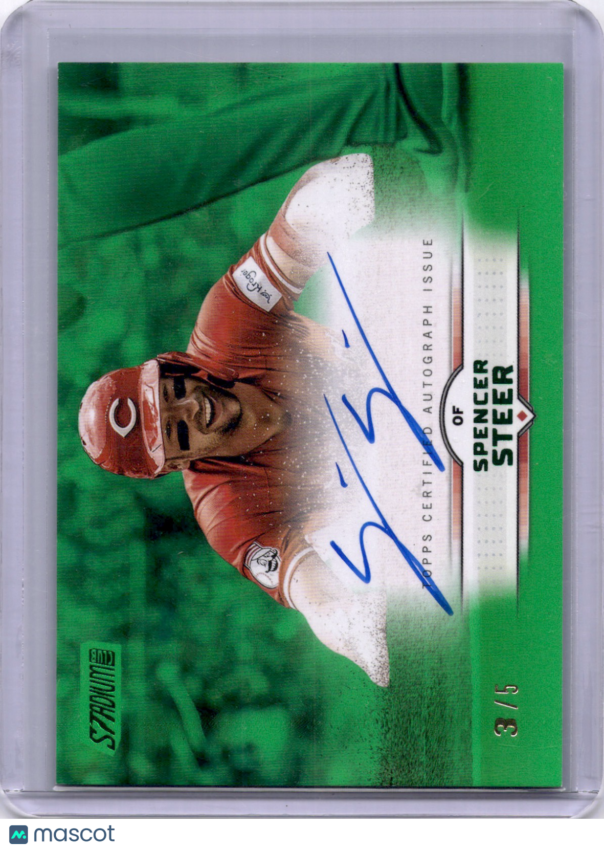 Spencer Steer 2025 Topps Stadium Club Green /5 Auto Reds