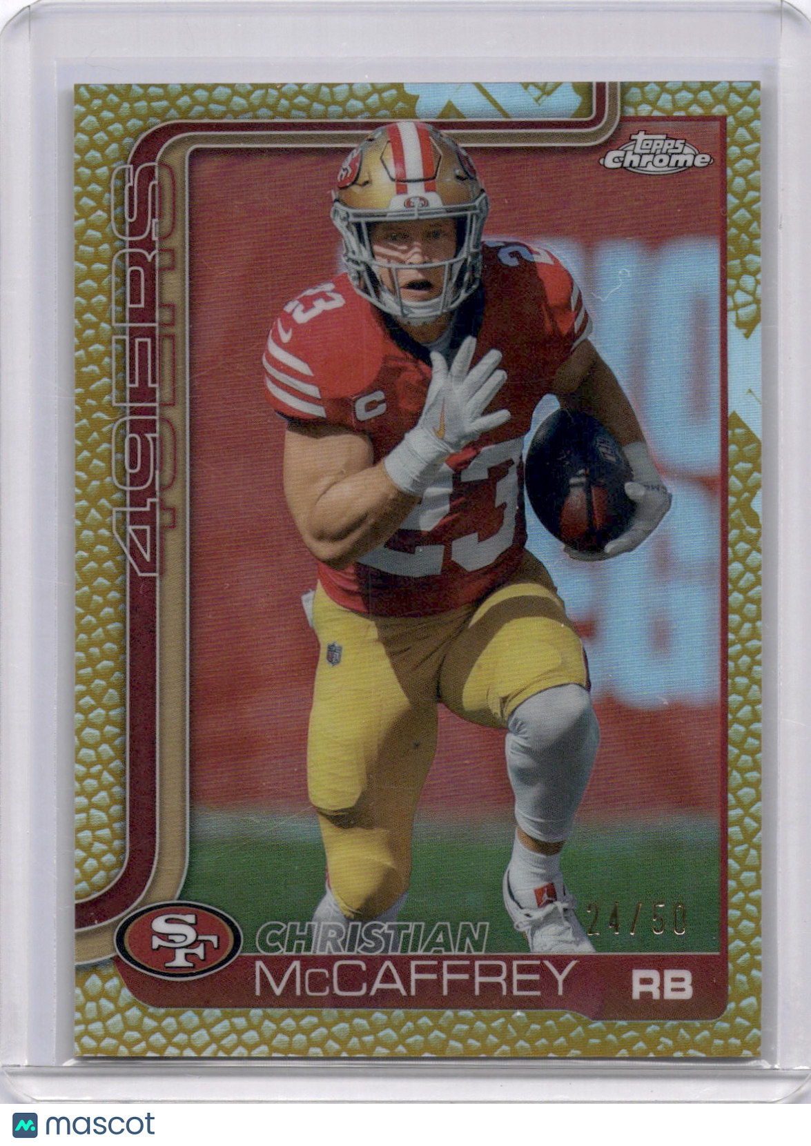 Christian McCaffrey 2025 Topps Chrome /50 Gold Football Refractor 49ers