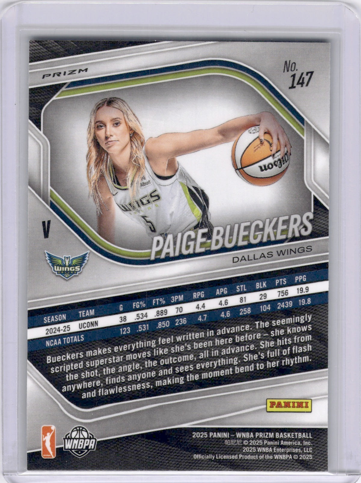Paige Bueckers 2025 Panini Prizm Silver Variation WNBA Rookie RC Dallas Wings