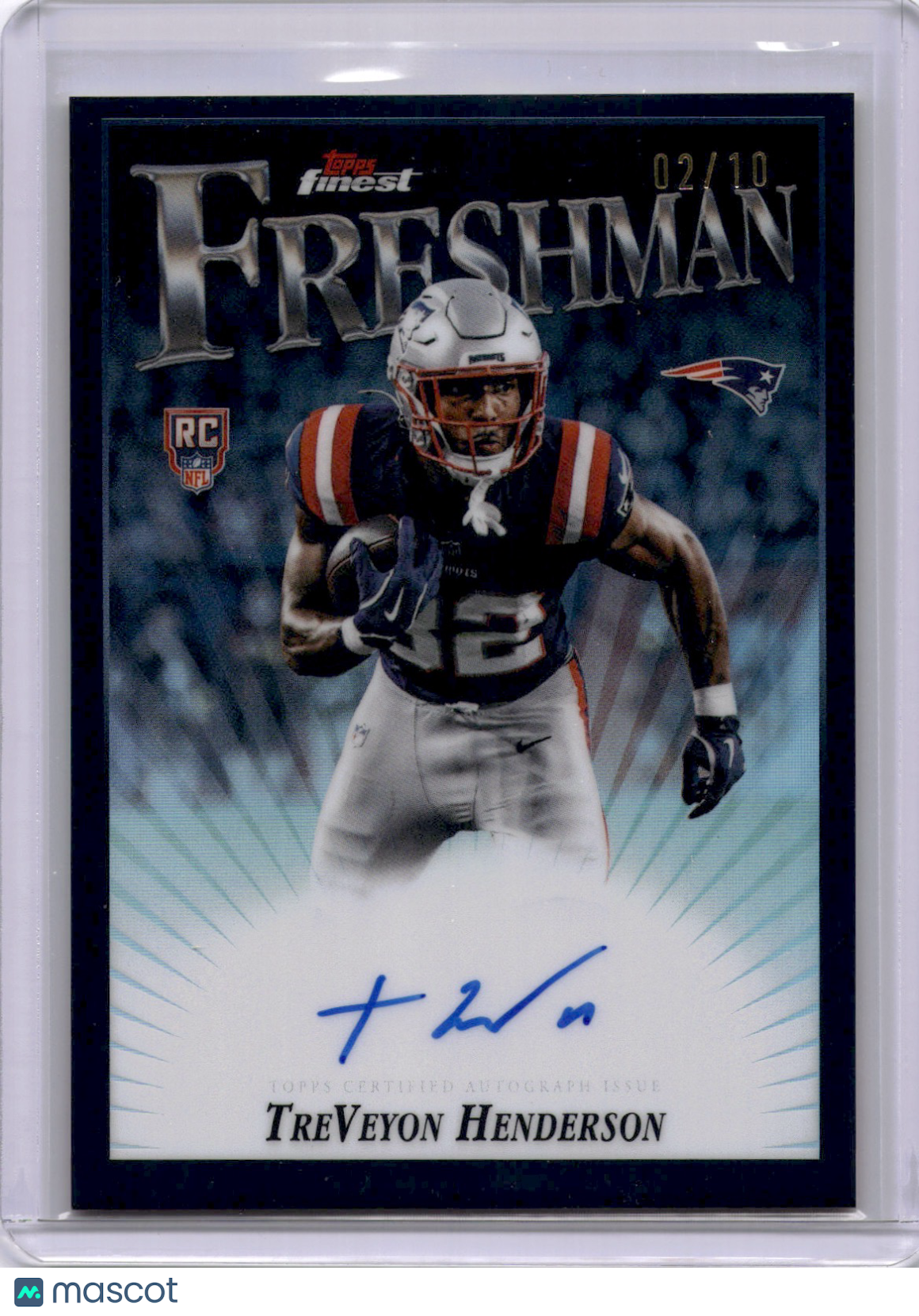 TreVeyon Henderson 2025 Topps Finest Freshman Rookie RC Black Refractor /10 Auto