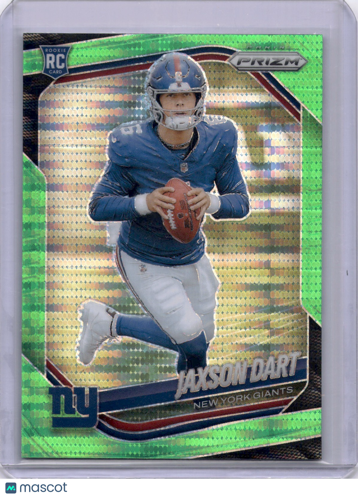 Jaxson Dart 2025 Panini Prizm Neon Green Pulsar Rookie RC Giants