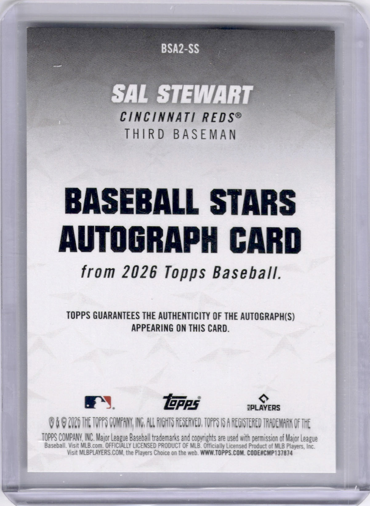 Sal Stewart 2026 Topps Baseball Stars Autographs Auto Rookie RC Reds