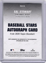 Sal Stewart 2026 Topps Baseball Stars Autographs Auto Rookie RC Reds