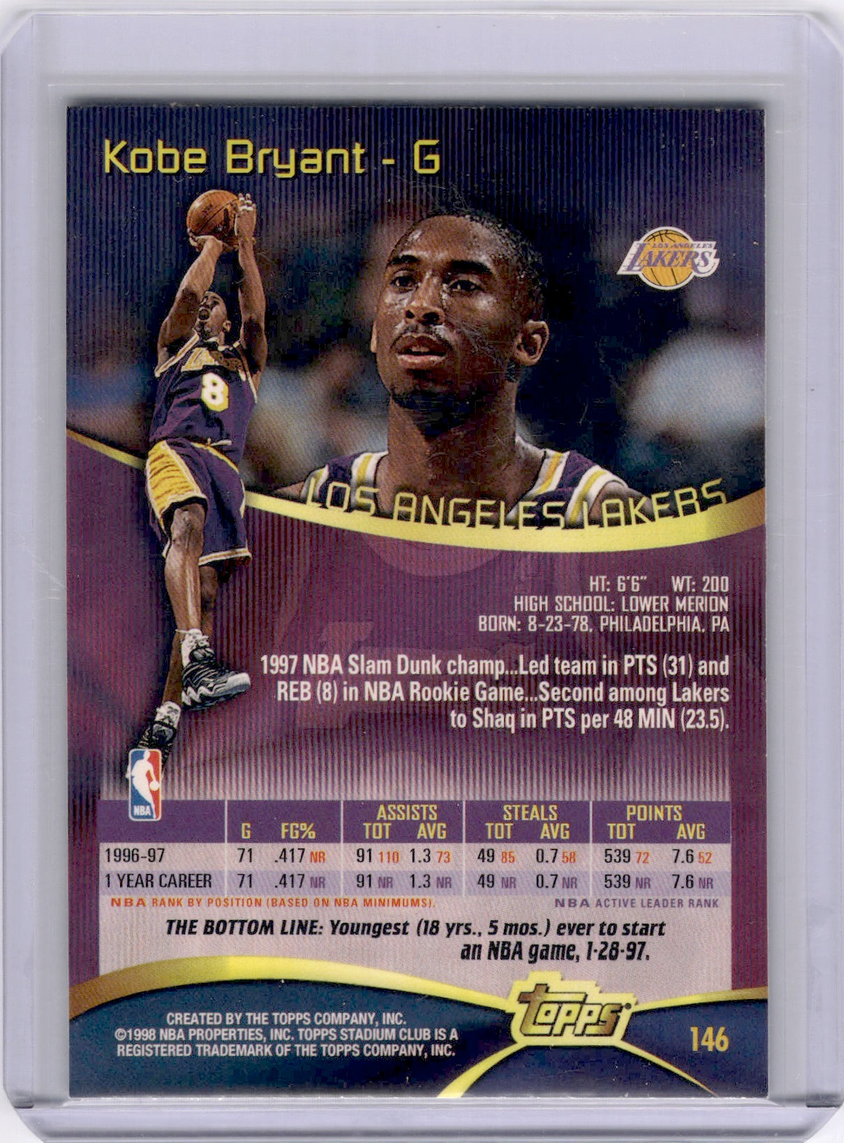 Kobe Bryant 1997-98 Topps Stadium Club