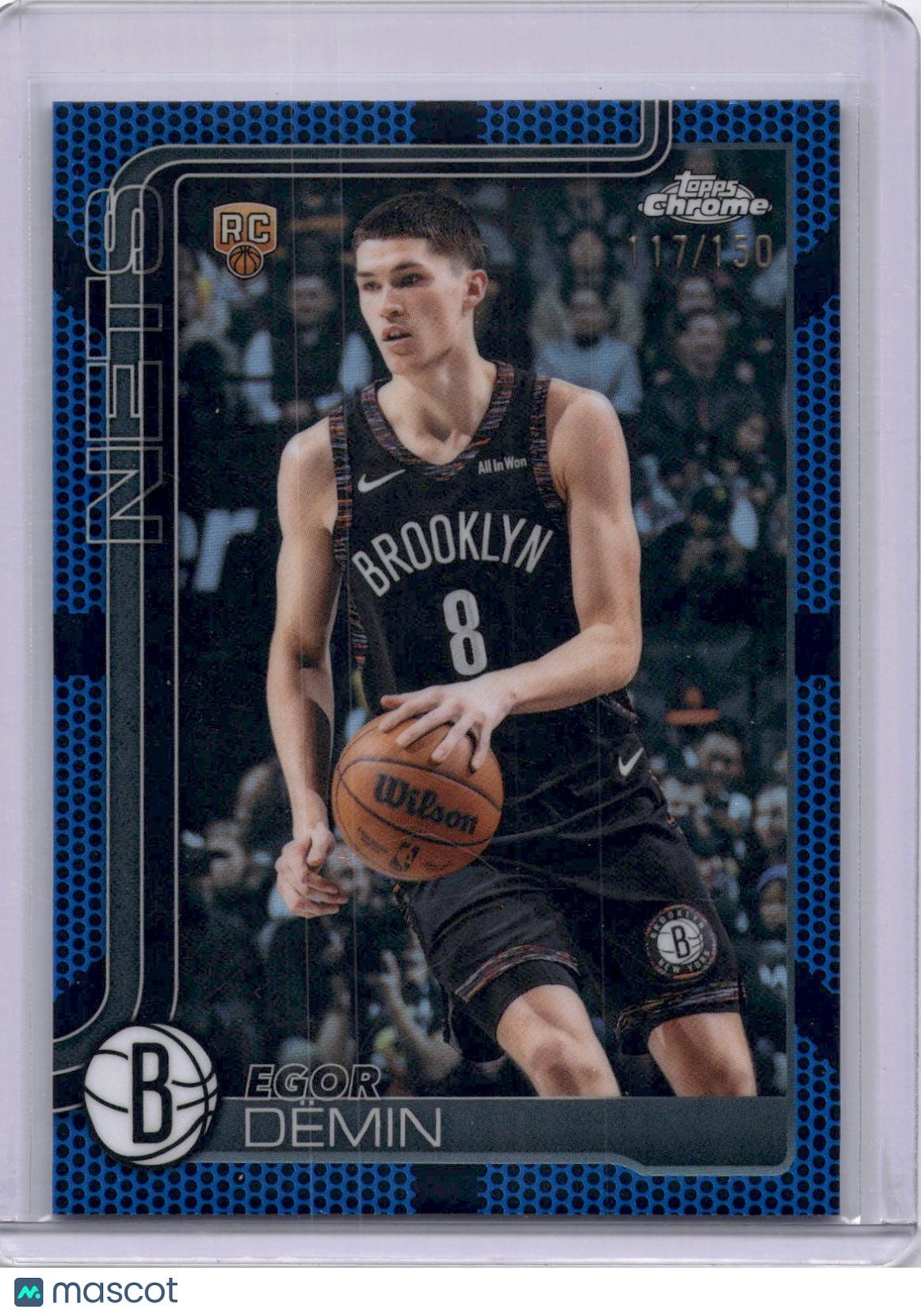 Egor Demin 2025-26 Topps Chrome Blue Basketball Refractor Rookie RC /150 Nets